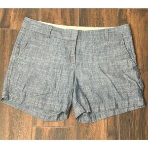 J Crew Chambray Dressy Shorts Womens 6 Blue Pockets Cotton Summer Travel Preppy